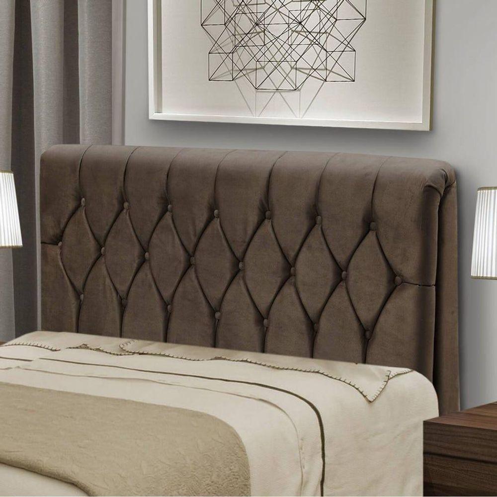 Cabeceira Casal 140cm Capitone Istambul Dobuê Marrom - 1