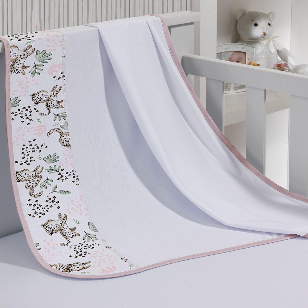 Cueiro Simples Tecebem Baby Malha 100% Algodão Estampa Lizi 80cm X 90cm Branco - 1