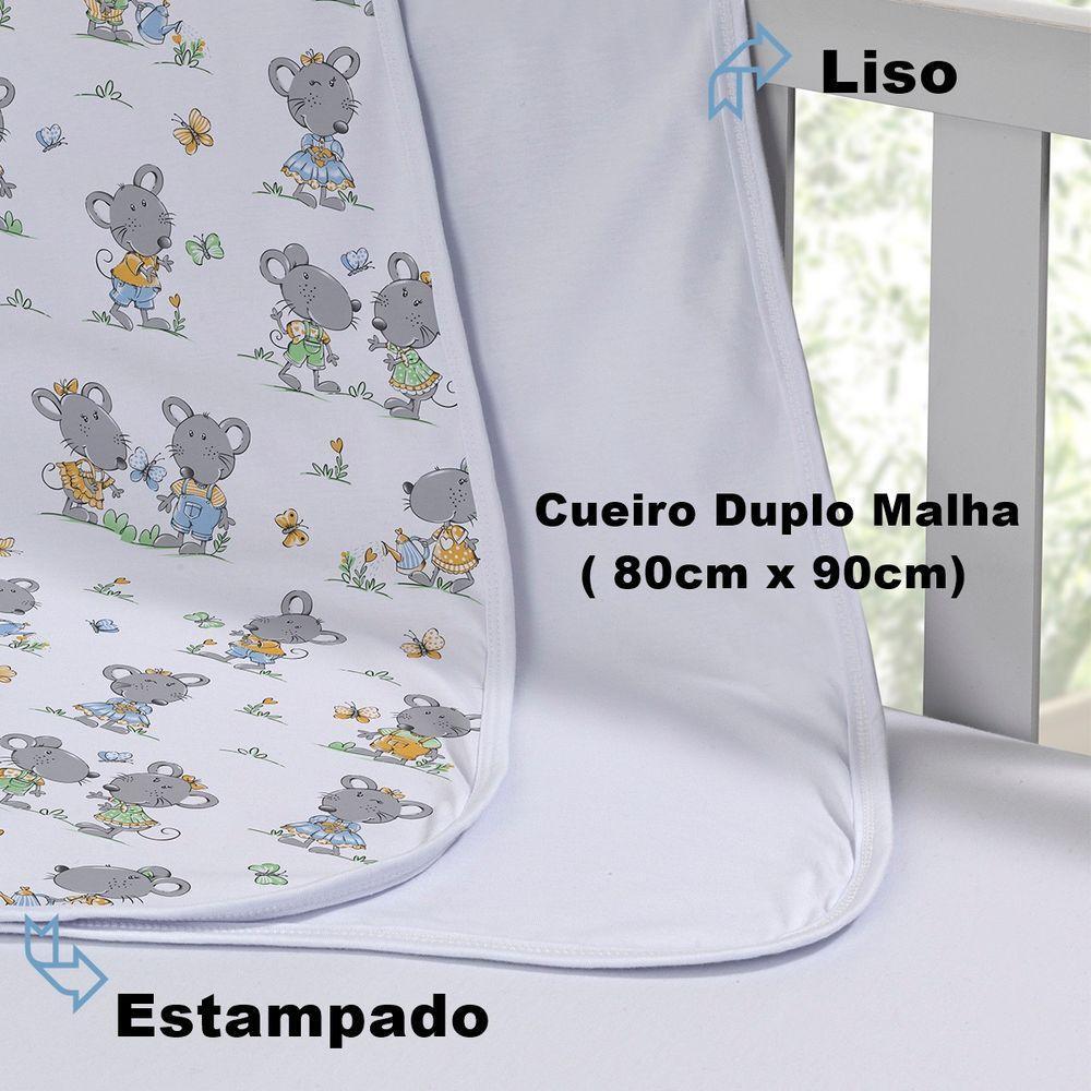 Cueiro Duplo Tecebem Baby Malha 100% Algodão Estampado Tom 80cm X 90cm Branco - 4