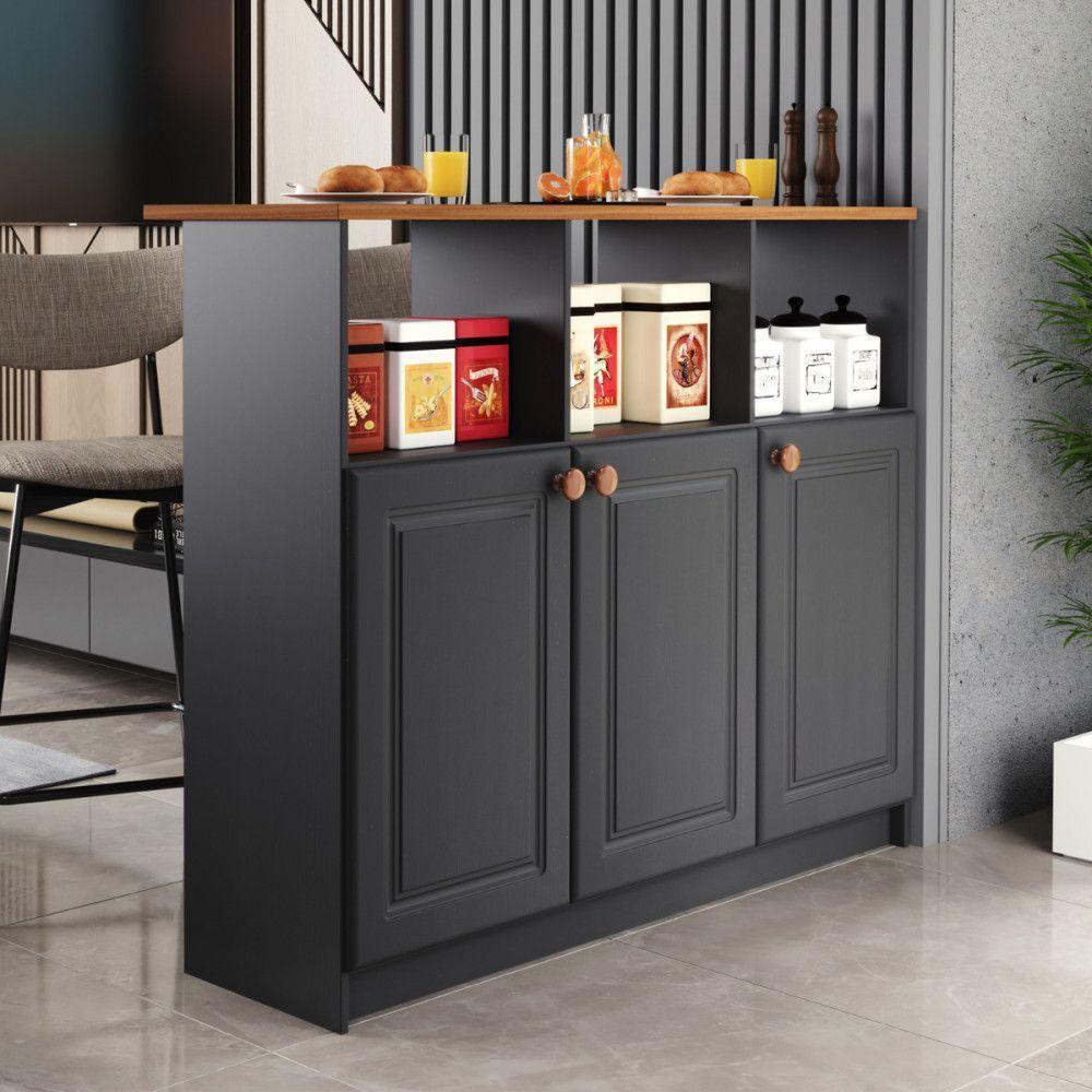 Bancada Balcão Com 3 Portas 1,20m Chumbo Indekes - 2