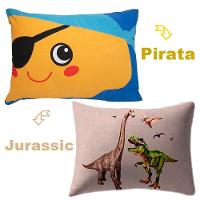 Kit Fronha Portallar Malha 100% Algodão Estampa Localizada Pirata E Jurasic (02 Unidades) Branco - 2