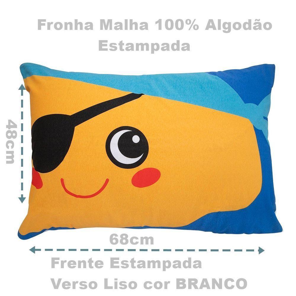Fronha Portallar Malha 100% Algodão Estampa Localizada Pirata 48cmx68cm Branco - 3