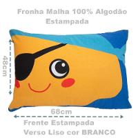 Fronha Portallar Malha 100% Algodão Estampa Localizada Pirata 48cmx68cm Branco - 3