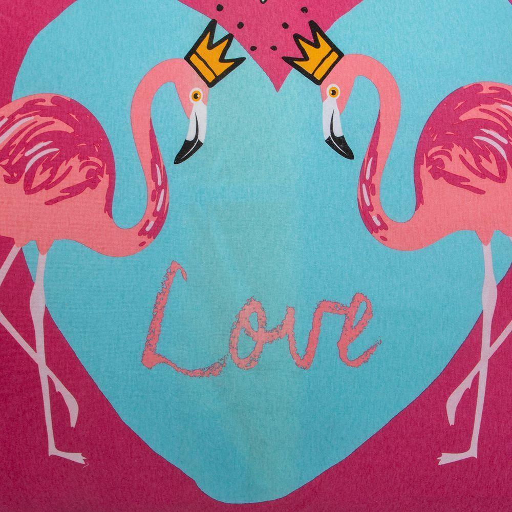 Fronha Portallar Malha 100% Algodão Estampa Localizada Flamingos 48cmx68cm Branco - 2