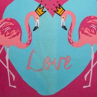 Fronha Portallar Malha 100% Algodão Estampa Localizada Flamingos 48cmx68cm Branco - 2