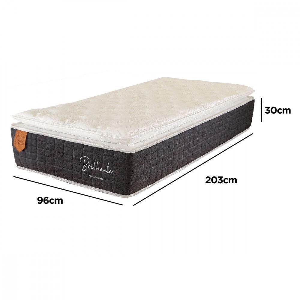 Colchão Solteirão 96x203x30cm Brilhante Molas Ensacadas Grafite Com Branco - 3