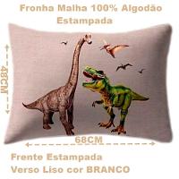 Fronha Portallar Malha 100% Algodão Estampa Localizada Jurassic 48cmx68cm Branco - 4