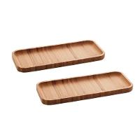 Kit Com 2 Bandejas De Bambu Retangular 28x11x1,5cm - 1