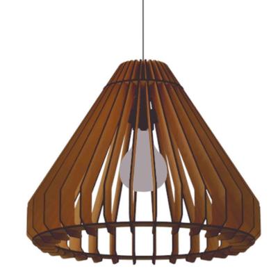 Luminária Teto Tipo Pendente Cone Mdf - Completa Cor: Marrom