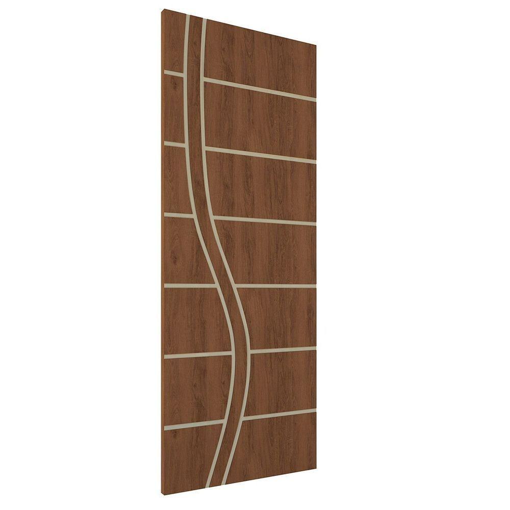 Kit 2 Portas De Madeira Frisada U.v 210cm X 80cm - R70ss Imbuia - 1