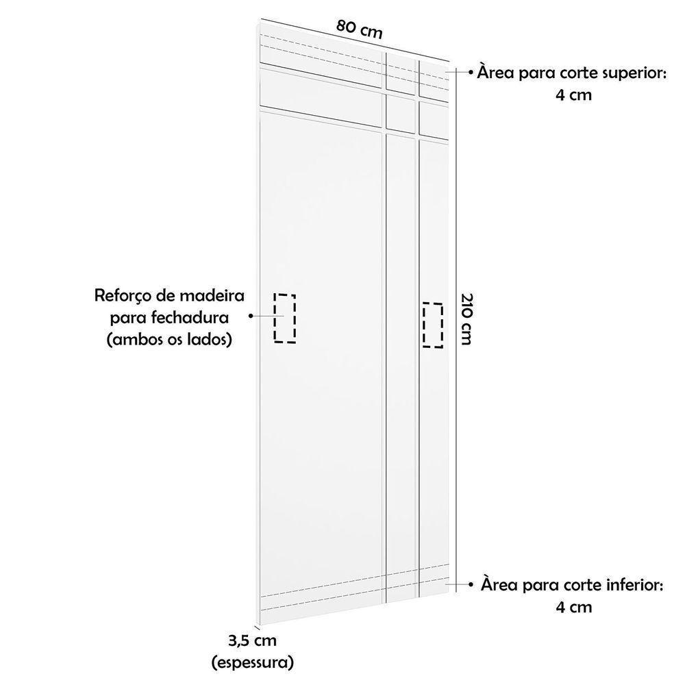 Porta De Madeira Frisada U.v 210cm X 80cm - R40t Cerejeira - 2