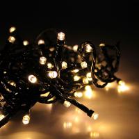 Cordão Com 50 Lampadas De Led Formato Pequena Gota 5 Metros Fio Verde Escuro Branco Quente - 2