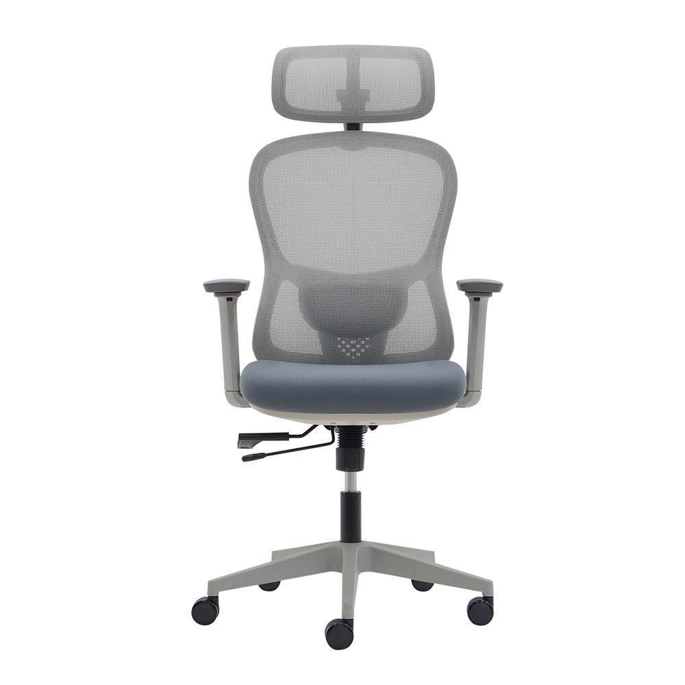 Cadeira Ergonômica NR 17 Presidente Prime Encosto Mesh Apoio De Cabeça E Braços Ajustáveis Cinza - 2
