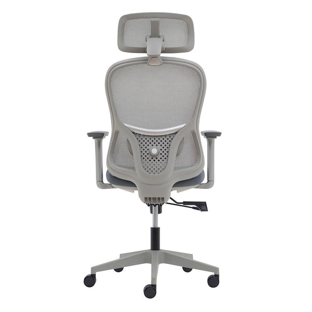 Cadeira Ergonômica NR 17 Presidente Prime Encosto Mesh Apoio De Cabeça E Braços Ajustáveis Cinza - 4