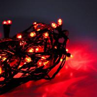 Cordão Com 50 Lampadas De Led Formato Pequena Gota 5 Metros Fio Verde Escuro Vermelho - 3