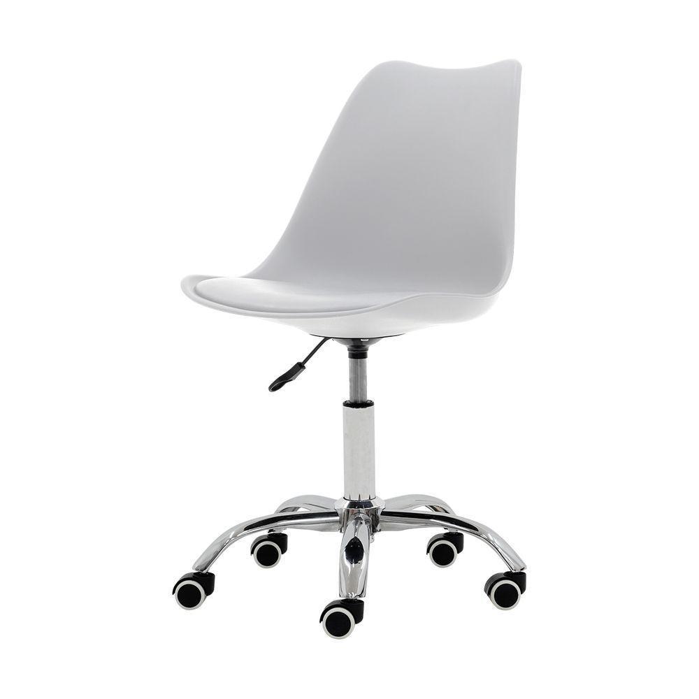 Cadeira Office Giratória Saarinen Com Altura Ajustável Para Escritório E Estudo Branca - 1