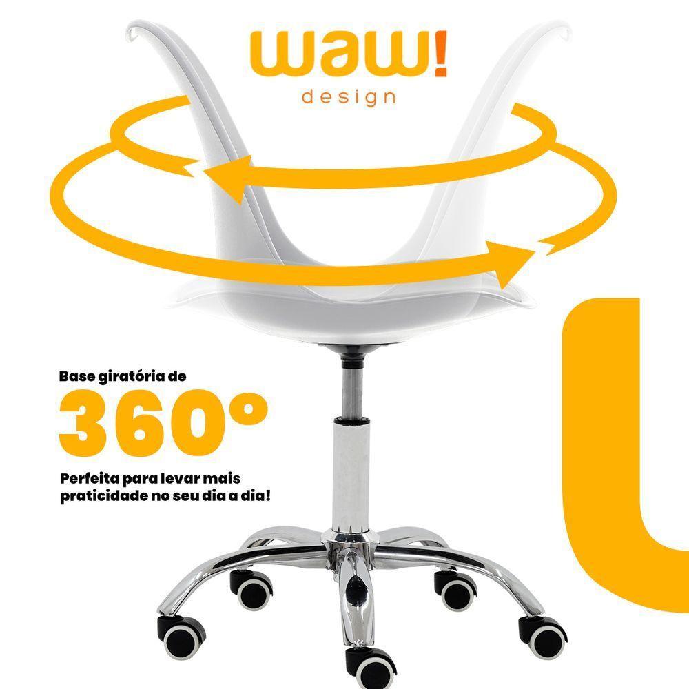 Cadeira Office Giratória Saarinen Com Altura Ajustável Para Escritório E Estudo Branca - 5