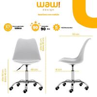 Cadeira Office Giratória Saarinen Com Altura Ajustável Para Escritório E Estudo Branca - 3