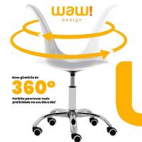 Cadeira Office Giratória Saarinen Com Altura Ajustável Para Escritório E Estudo Branca - 5