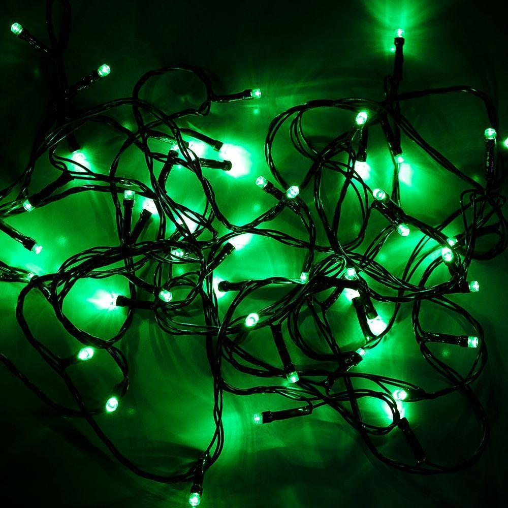 Cordão Com 50 Lampadas De Led Formato Pequena Gota 5 Metros Fio Verde Escuro Verde - 1