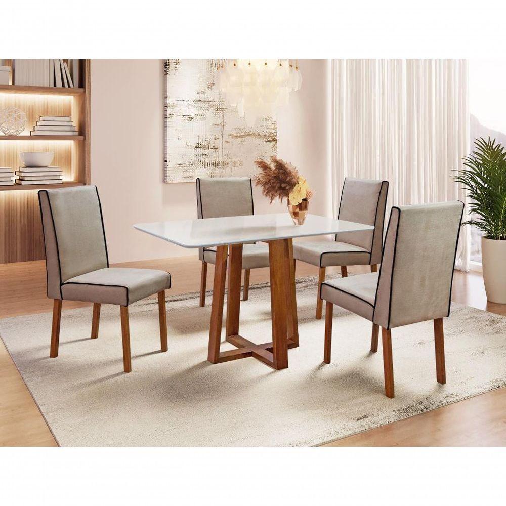 Sala De Jantar Madeira Maciça 1,20x0,80 Com 4 Cadeiras - Pedro - Art Salas - 1