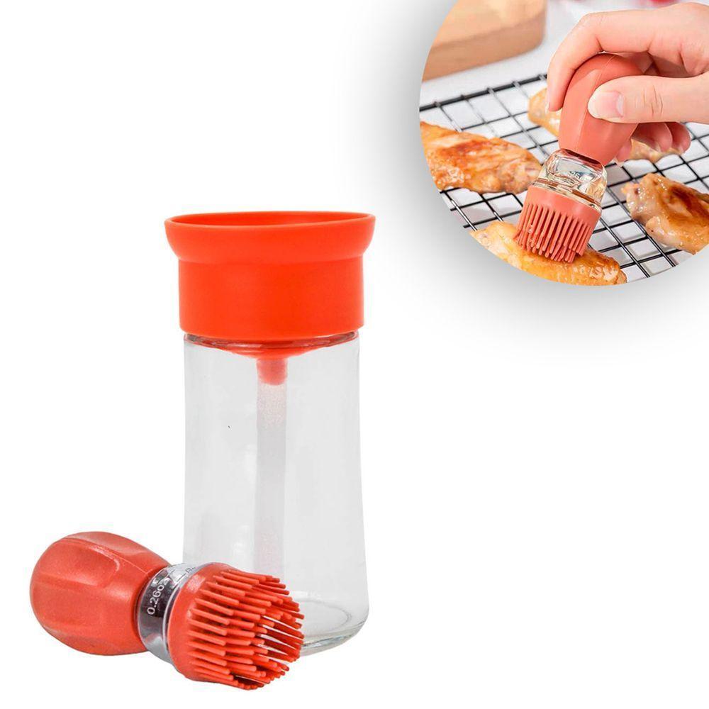 Dispenser De Oleo Azeite Com Escova De Silicone Vidro 180ml Salmão - 2