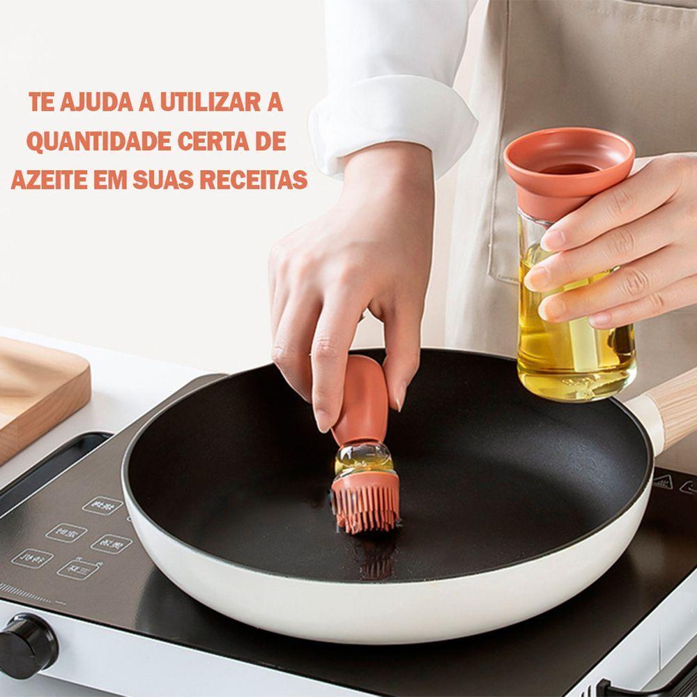 Dispenser De Oleo Azeite Com Escova De Silicone Vidro 180ml Salmão - 4
