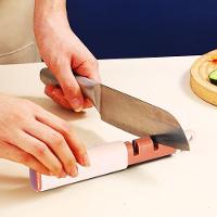 Descascador De Cozinha E Afiador De Faca 2 Em 1 Vegetais Portatil Aço Inox Rosa - 3