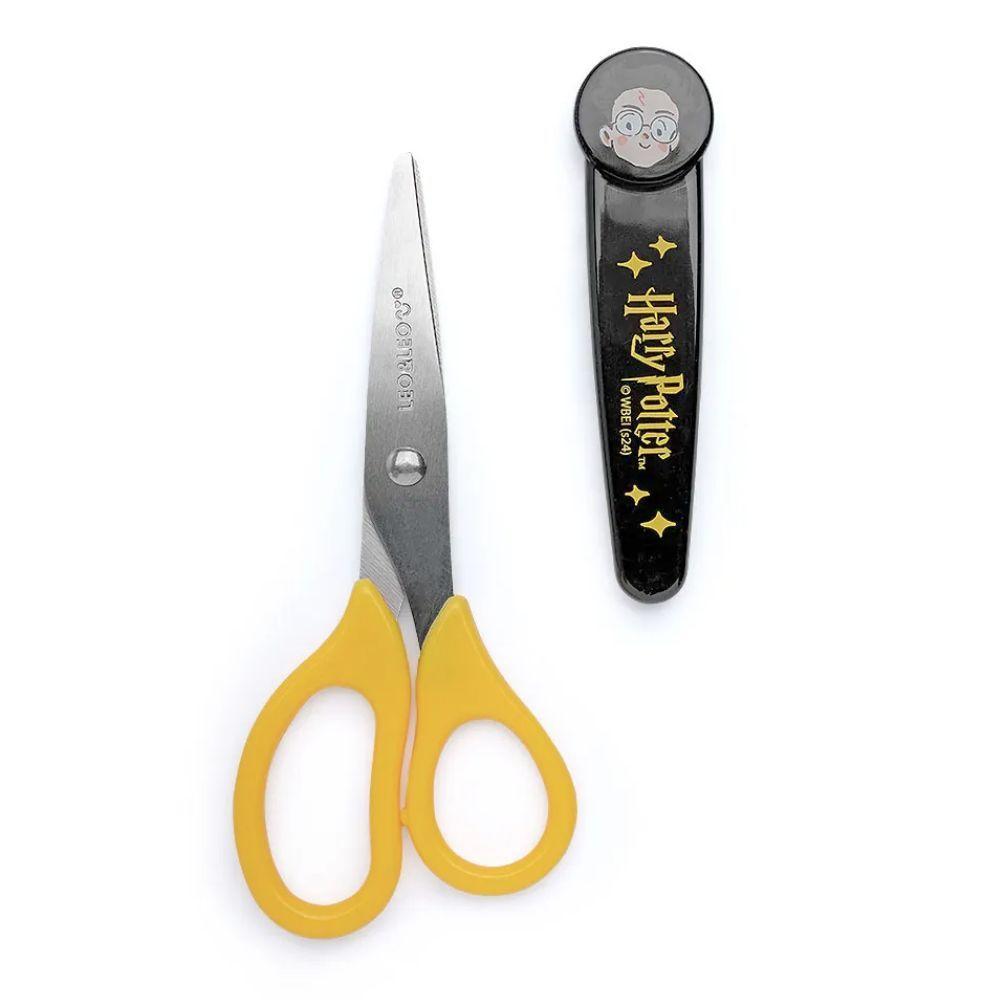 Tesoura Escolar Harry Potter Com Capa Protetora Leo&leo Amarelo - 2