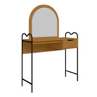 Penteadeira Camarim Bancada Maquiagem Espelho Gaveta Estilo Industrial Pé De Ferro Nature - 1