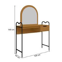 Penteadeira Camarim Bancada Maquiagem Espelho Gaveta Estilo Industrial Pé De Ferro Nature - 5