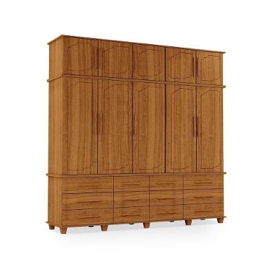 Guarda Roupa Roupeiro Closet Arles 10 Portas 12 Gavetas Carvalho New MDF Casa H