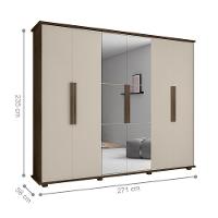 Roupeiro 6 Portas Bérgamo Freijó Off White Com Espelho - 2