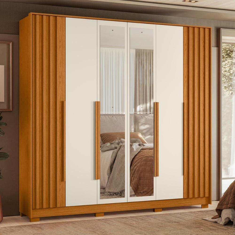 Guarda Roupa 4 Gavetas Espelho Lui Cinamomo Off White - 1