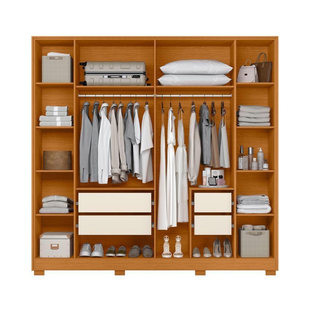 Guarda Roupa 4 Gavetas Espelho Lui Cinamomo Off White - 4