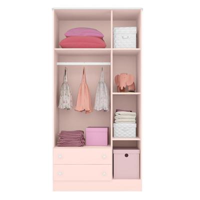Guarda Roupa Solteiro Infantil Vicenza 3 Portas 2 Gavetas Rosa Acetinado MDP