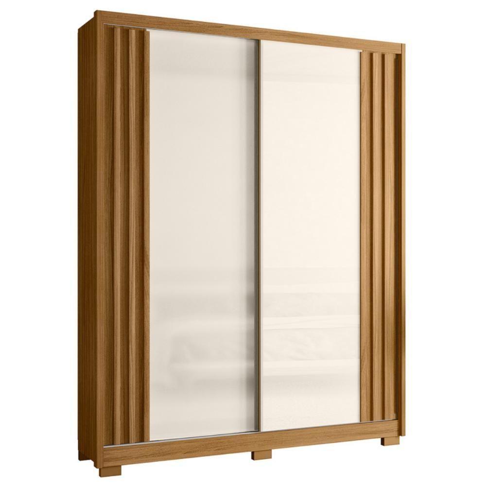 Guarda Roupa 2 Portas Ripadas Espelhada Wow Freijó Off White - 1