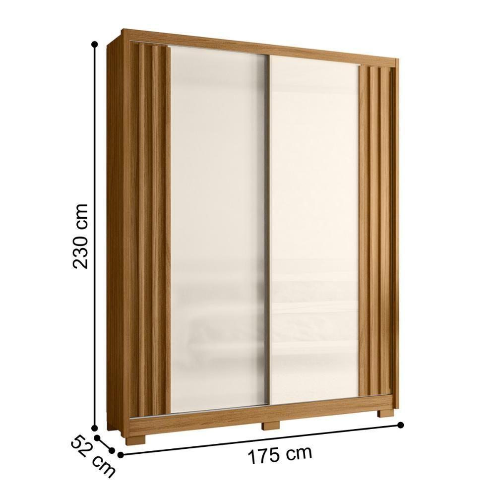 Guarda Roupa 2 Portas Ripadas Espelhada Wow Freijó Off White - 3