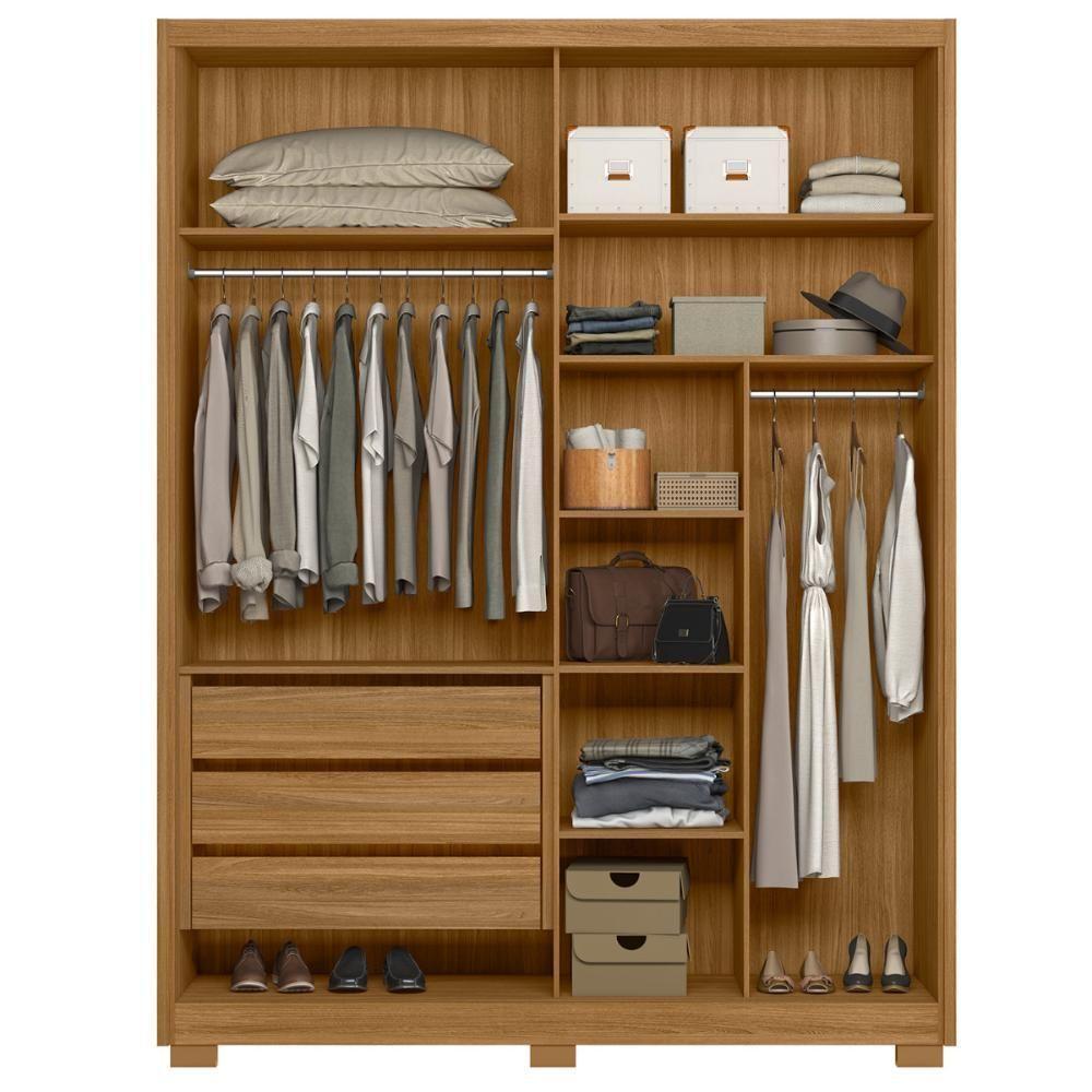 Guarda Roupa 2 Portas Ripadas Espelhada Wow Freijó Off White - 4