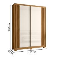 Guarda Roupa 2 Portas Ripadas Espelhada Wow Freijó Off White - 3