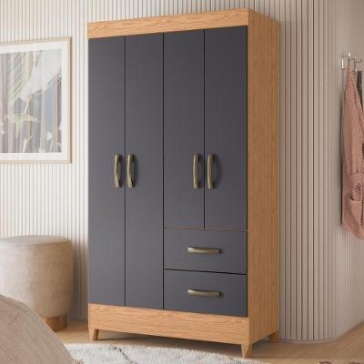 Guarda Roupa Cancun 4 Portas 2 Gavetas Freijó Titanium MDP