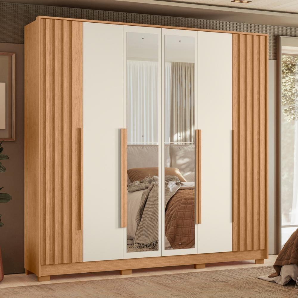 Guarda Roupa 4 Gavetas Espelho Lui Freijo Off White - 1