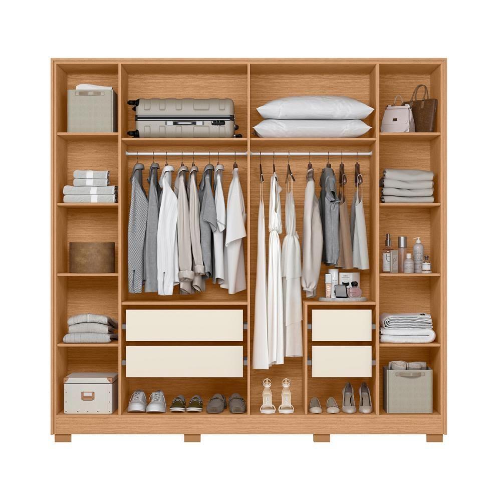 Guarda Roupa 4 Gavetas Espelho Lui Freijo Off White - 2