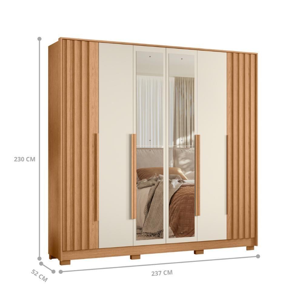 Guarda Roupa 4 Gavetas Espelho Lui Freijo Off White - 4