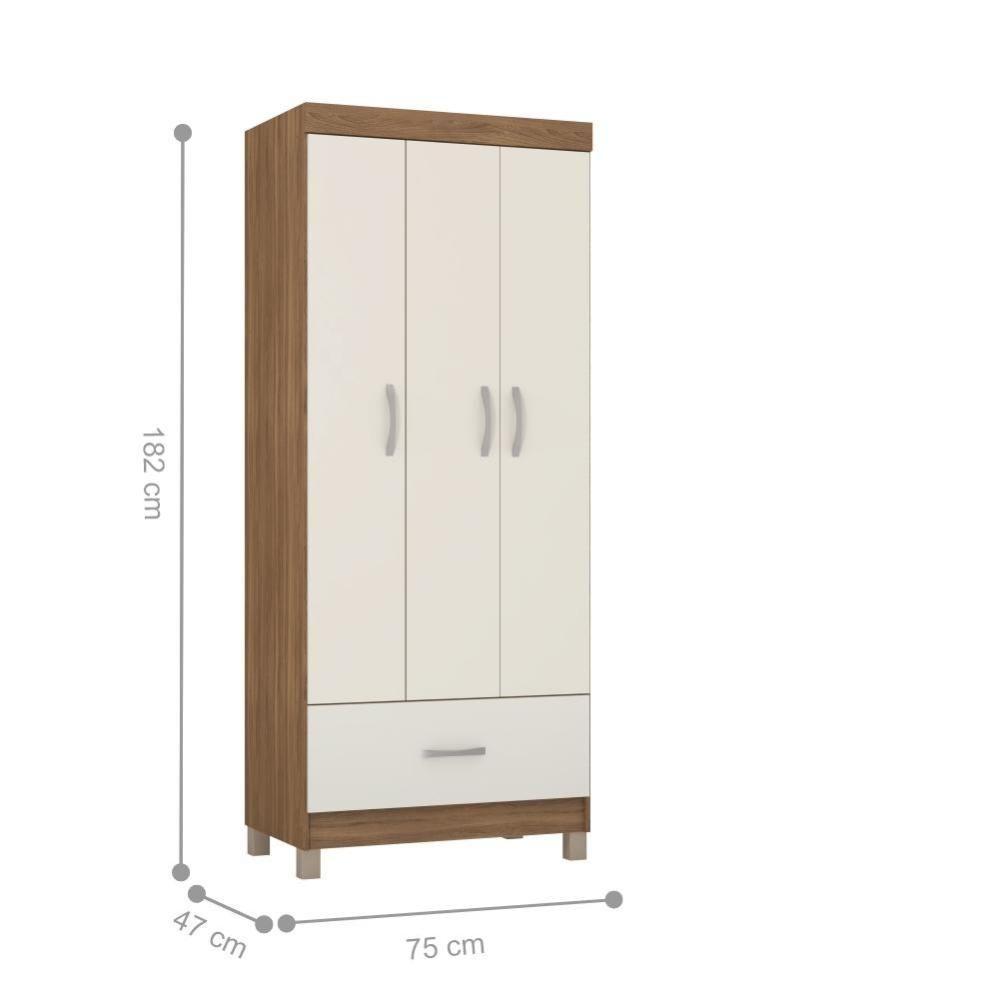 Conjunto Quarto Guarda Roupa E Comoda Jones Amendola Off-white - 4