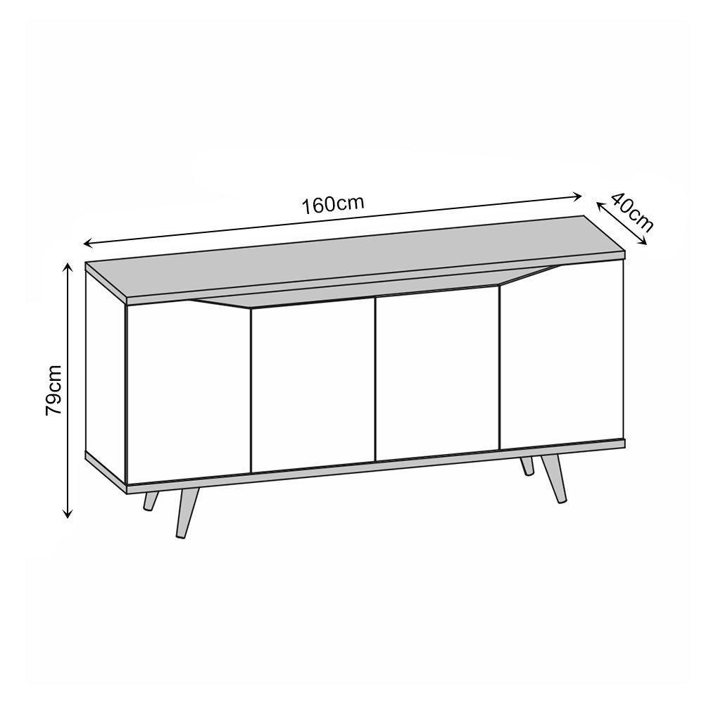 Balcão Buffet Grace Versátile Com 4 Portas 1,60 Off-white/cedro - 4