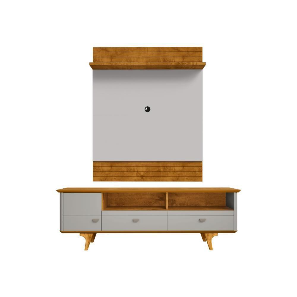 Conjunto Painel E Rack Romeu Naturalle Off White - 3