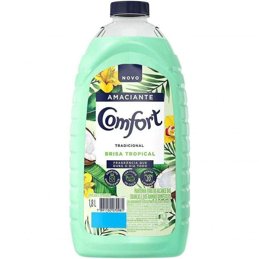 Amaciante Comfort De Roupa Brisa Tropical Com Toque De Coco Frasco 1 8l - 1