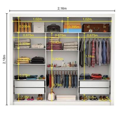 Guarda Roupa Casal Califórnia 3 Portas de Correr 4 Gavetas Branco Carioca Móveis