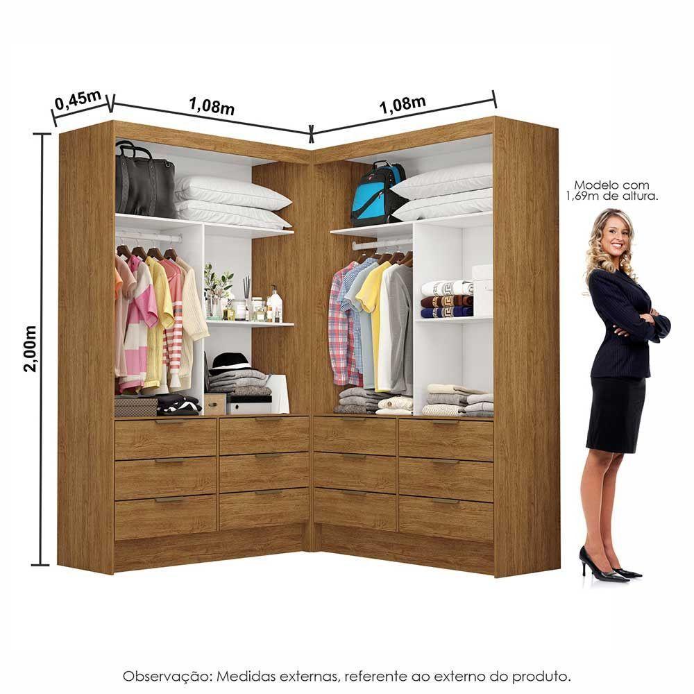 Closet Casal Duplo Sevilha Premium Com 12 Gavetas Freijó - 2